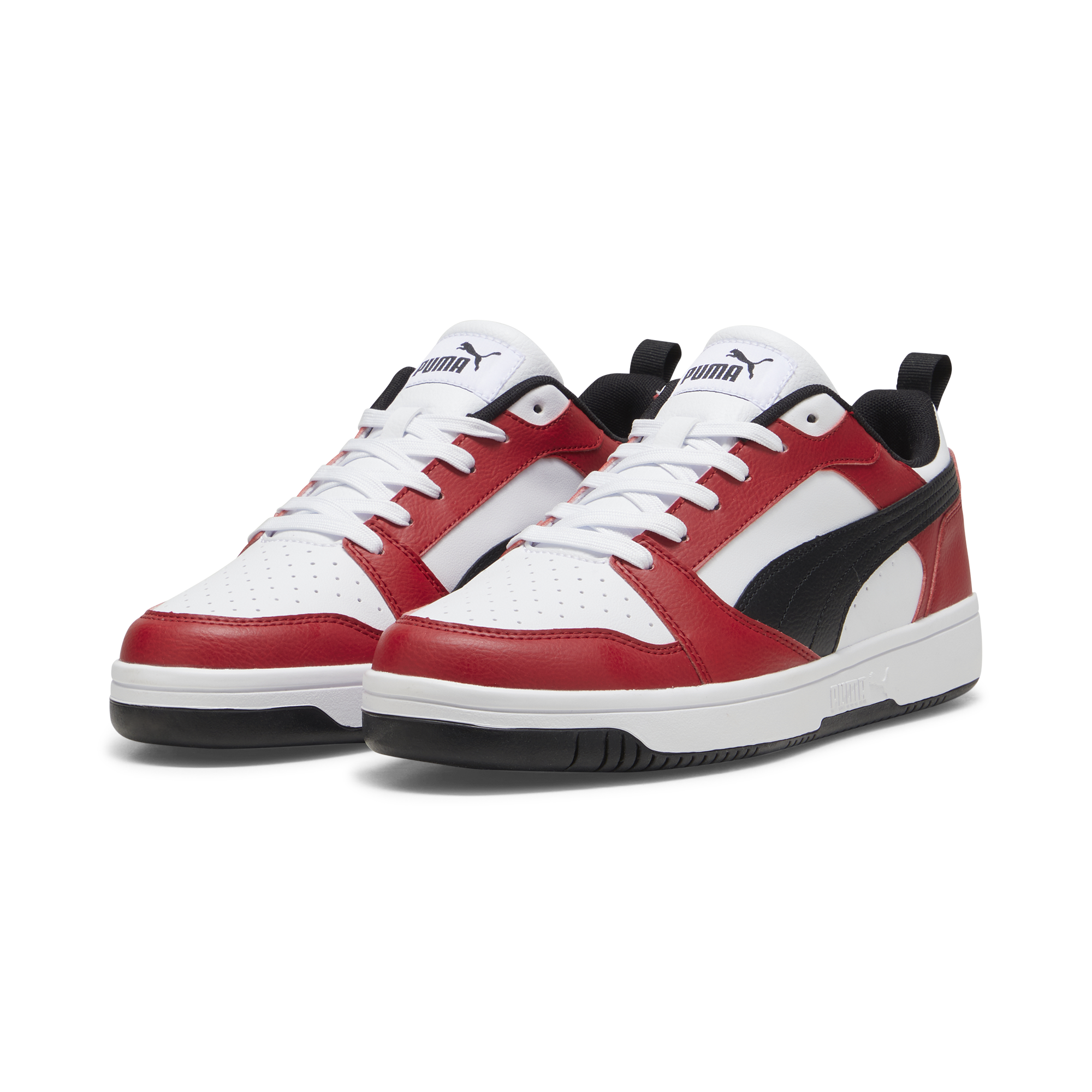 Sneakers bianche da uomo con dettagli rossi e neri Puma Rebound v6 Low, Brand, SKU s322500373, Immagine 0